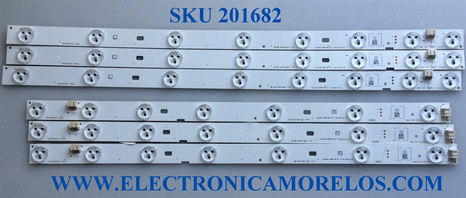 KIT DE LED´S PARA TV (6 PIEZAS) / PHILIPS LG INNOTEK 46"NDF REV0.0 R TYPE / LG INNOTEK 46"NDF REV0.0 L TYPE / UDULEDOGS019 REV.B / UDULEDOGS020 REV.B / PANEL U3GQ0XH / MODELO 46PFL3608/F7